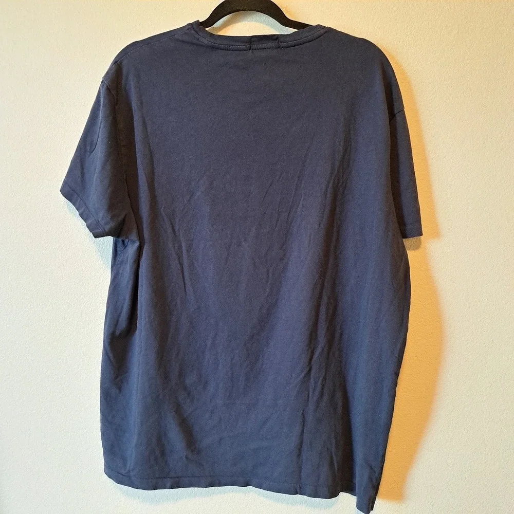 Polo Ralph Lauren Mens XL Navy Blue Spellout Applique Classic Fit T-Shirt